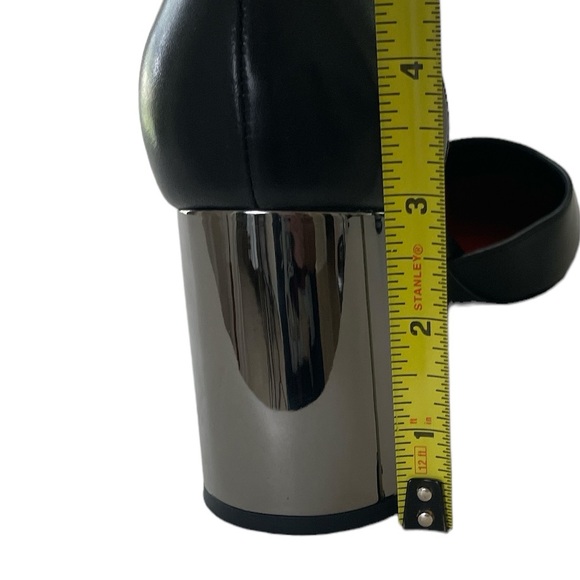 3.1 Phillip Lim Black Leather Silver Block Heels NWT - Picture 10 of 17